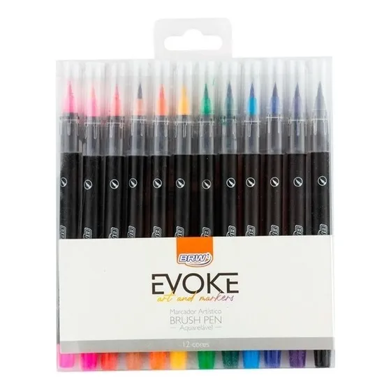 Marcador Punta Pincel Brush Pen 12 Colores Brw Lettering Art