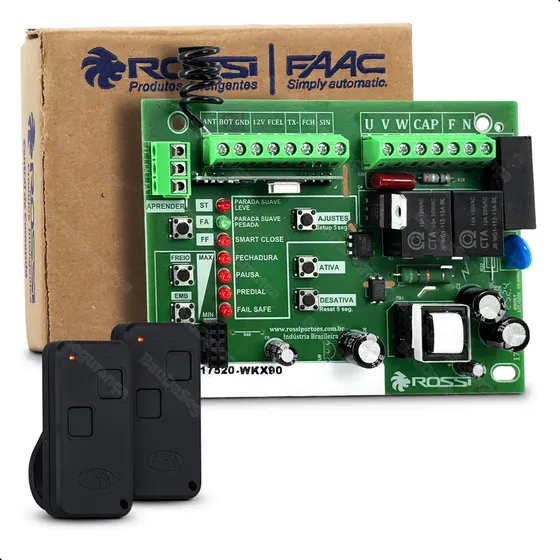 Kit 1 Placa Central Motor Portão Bv Wkx90 Rossi 2 Controle 127/220v