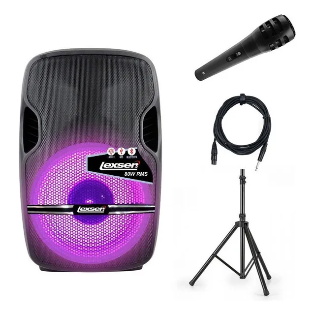 Caja Acustica Kit Lexsen Tiny 80w Mic + Soporte