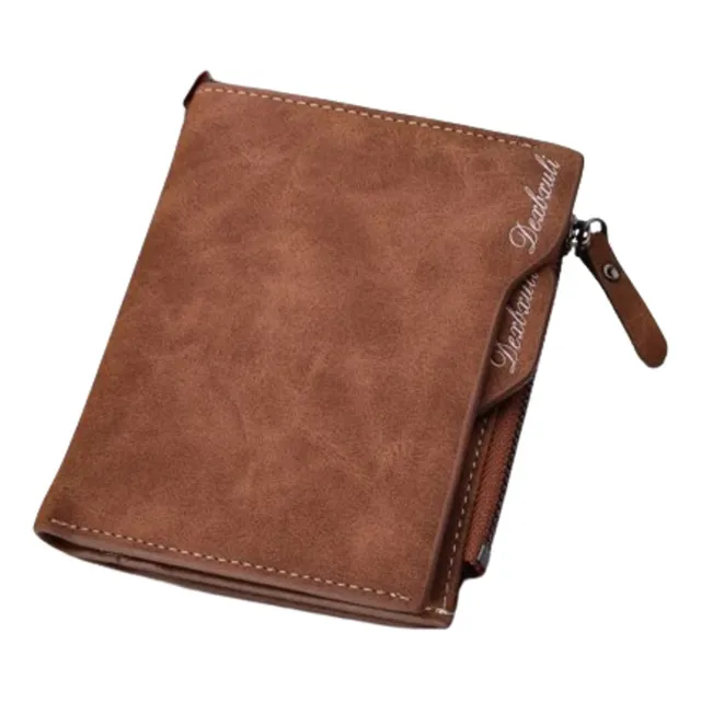Cartera De Cuero Suave Con Cremallera Ranuras Extraíbles