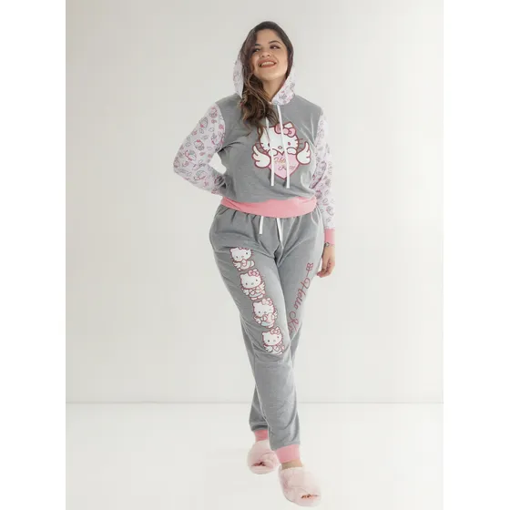 Pijama Hello Kitty Mujer Sudadera Y Pants Estampado Glitter