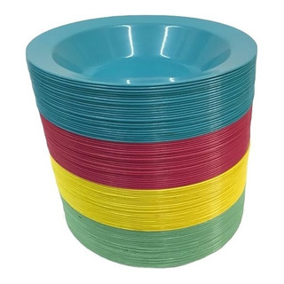 Kit Pratos De Plástico Cozinha Conjunto Colorido 10 Unidades Kit Pratos De Plástico Cozinha Conjunto Colorido 10 Unidades