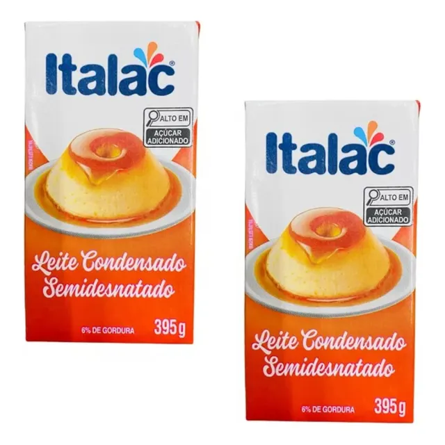 2 Caixa Leite Condensado Semidesnatado Italac Caixa 395g