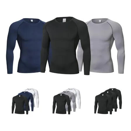 3 Pack Playera Deportiva Para Hombre Compresión Manga Larga