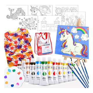 Set De Pintura Acrílica Para Niños Con Caballete Y Lienzos Set De Pintura Acrílica Para Niños Con Caballete Y Lienzos