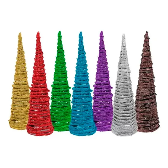 Adorno Rustico Rattan Adorno Navidad 45cm Mimbre Brillantina