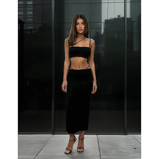 Maxi Falda Con Tiras Indian Talle M