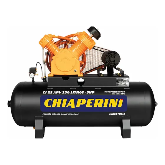 Compressor 25pes 250l 5cv Trifásico Chiaperini Cor Preto/Amarelo 220V/380V