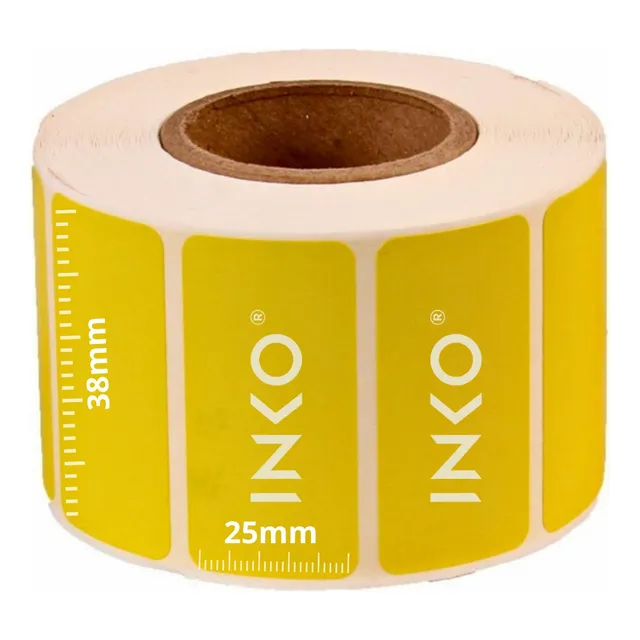 10 Rollos Etiqueta Térmica Amarilla 38x25 Mm C/1000 Etiq C/u Color Amarillo