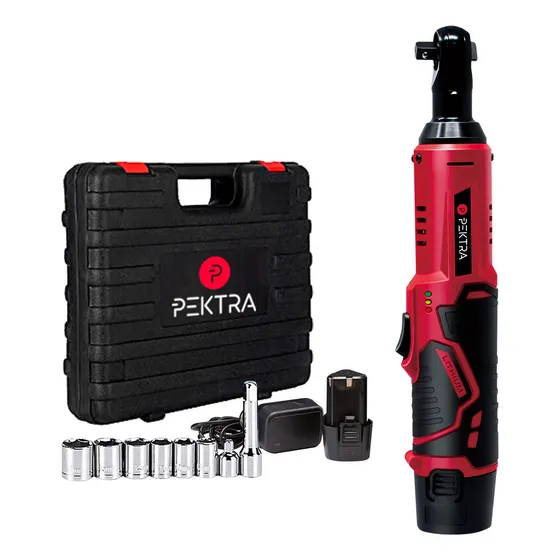 Llave Crique Apriete Inalambrica 3/8 12v Pektra Tubo Trinquete Maletín Accesorios