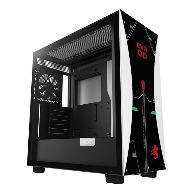 Gabinete Gamer Xtreme Pc Gaming Evangelion Edition Cxtevh7bw Media Torre Atx/micro Atx/itx Fan 2x120mm Usb-c Cristal Templado Blanco Y Negro