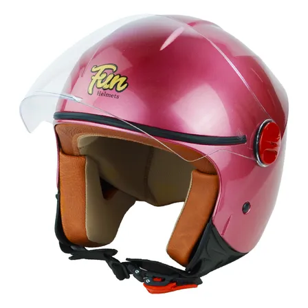 Capacete Moto Aberto Feminino Rosa Custom Couro Original Rosa Flake Lisa Brilhante 58