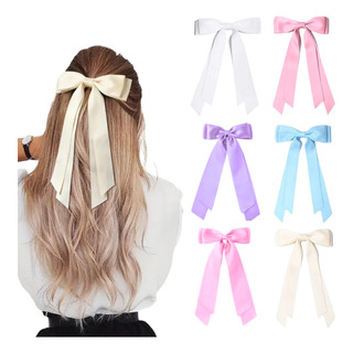 6 Moño De Liston Pinza Lazo Satin Coquette Coletero. Picky® 6 Moño De Liston Pinza Lazo Satin Coquette Coletero. Picky®