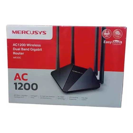 Router Wifi Mercusys Mr30g Ac1200 Dual Fibra Óptica Gigabit