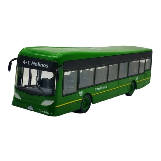 Bus Alimentador Transmilenio De Colección A Escala Burago Color Verde