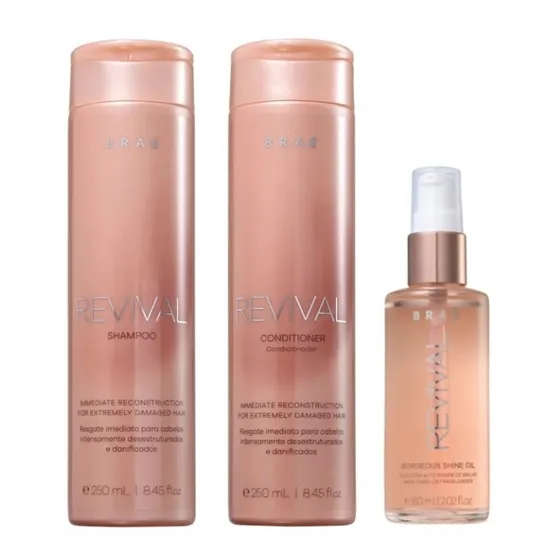 Kit Braé Revival Shampoo + Cond + Gorgeous Shine Oil