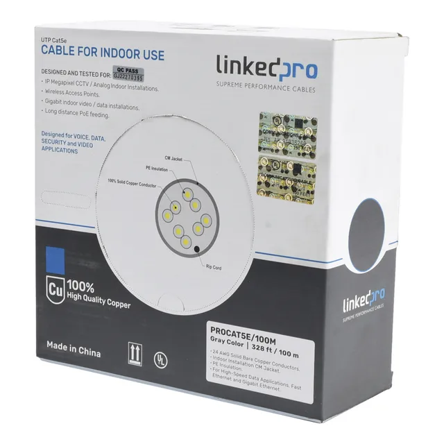 Bobina De Cable De Red Utp Cat5 100 Mts Linkedpro 100% Cobre