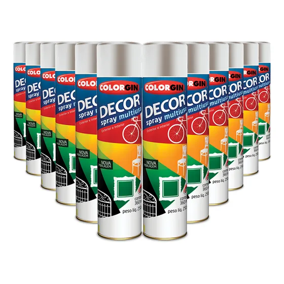 Kit 12 Unid. - Spray Decor Colorgin Multiuso - Cores