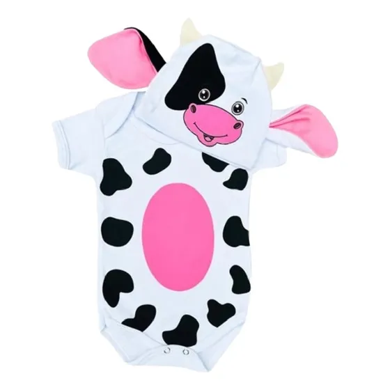 Body Bebê Mesversário Temático Vaquinha + Touquinha