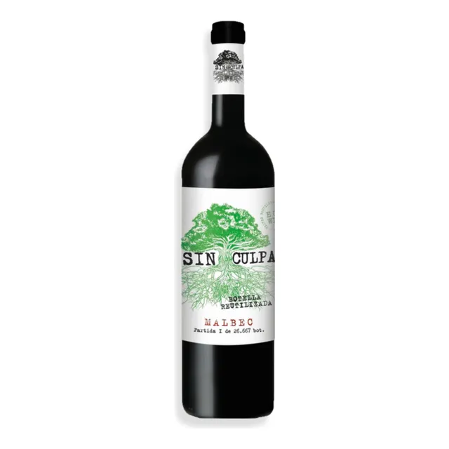 Vino Tinto Sin Culpa Malbec Botella Reutilizada 750ml 