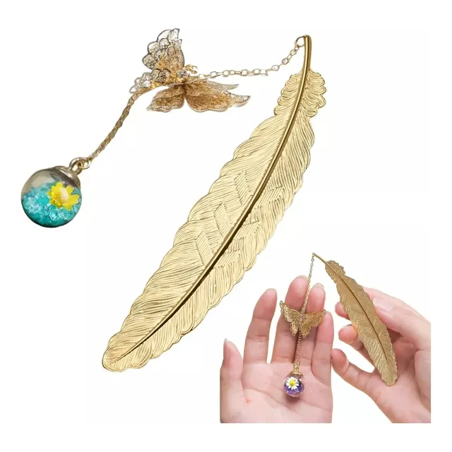 Marcapaginas Pluma Mariposa Metal Separador De Libros Regalo