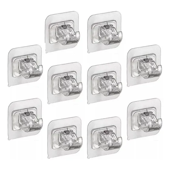 Kit 10 Suportes Adesivo Para Varão De Cortina Sem Furos Cor Água