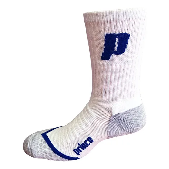 Medias Prince Premier 16 Cm Blanca/gris Logo P Azul T 41/45