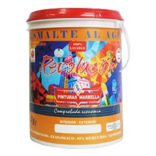 Esmalte Al Agua Satinado Marbella Revolución 3.78 L Color Blanco