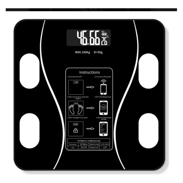Peso Balanza Inteligente Bluetooth Bascula Corporal Vidrio