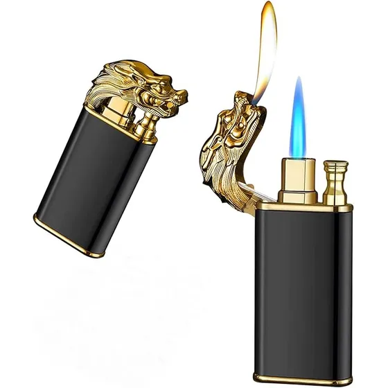 Encendedor Recargable Metal Dragón Doble Llama