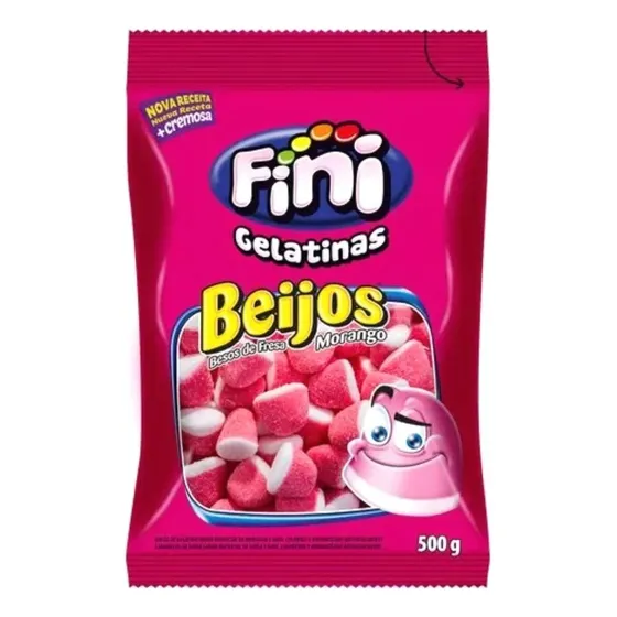 Bala Fini Beijinhos De Gelatina Beijos De Morango Fini