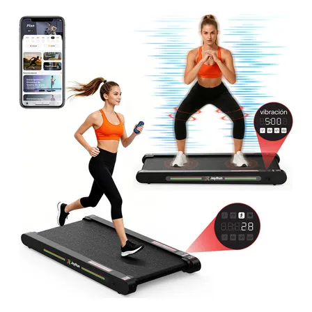 Caminadora Eléctrica 3 En 1 Caminar+correr+plataforma Vibratoria Portátil Fácil De Guardar Control App Bluetooth Color Negro