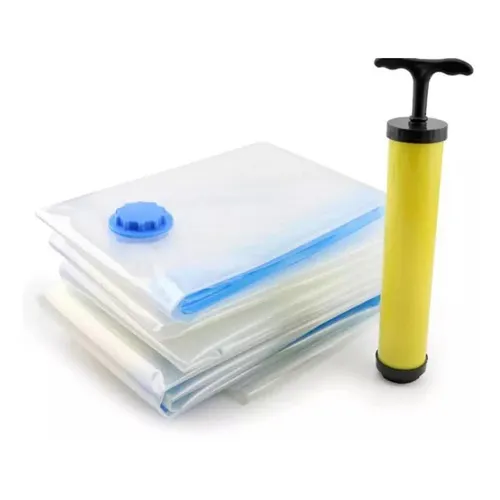 Kit 05 Saco A Vácuo Edredom Organiza Protege +bomba 50x60cm