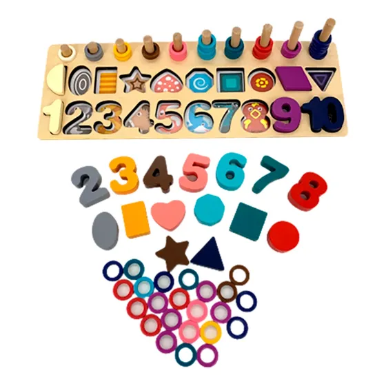 Abaco Juguete Cubeta Didáctico Niños Números Colores Madera 