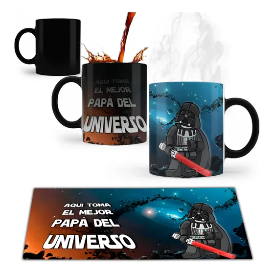 Taza Mágica Dia Del Padre Varios Modelos Regalo Original Negro Darth Vader Frase