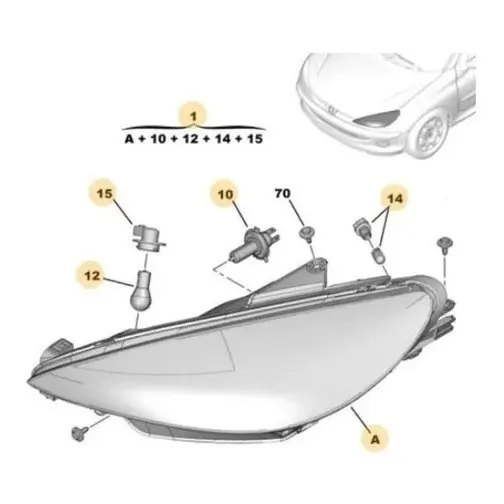 Faro Delantero Derecho Para 206 1.6