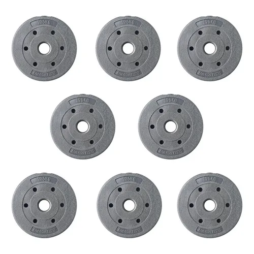 Discos 1.25 Kg Pesas Pvc Mancuernas Barra 30mm X 8 Unidades Negro