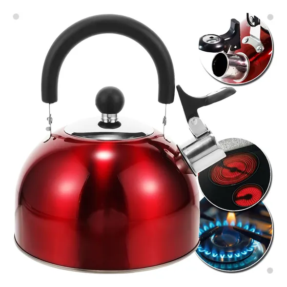 Chaleira Em Aço Inox C/ Apito 2,5l Fogão Elétrico Indução