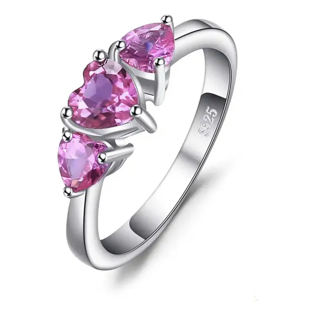 Anillo De Compromiso Zafiro Rosado En Plata 925 Para Mujer