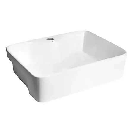 Cuba De Louça Semi Encaixe Retangular 48cm Sicília Branca Branco Brilhante Esmaltado