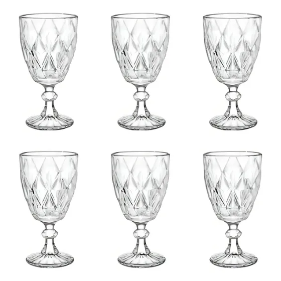 Set 6 Copas De Cristal Labrado Copa Vidrio Colores Color Transparente