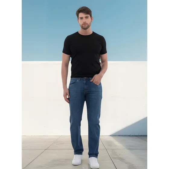 Calça Jeans Masculina Reta Jovem Flex