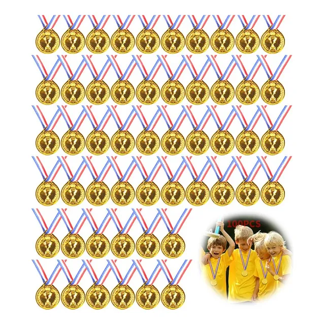 . Medallas De Ganadores Oro De Plástico For Niños 100 Piezas