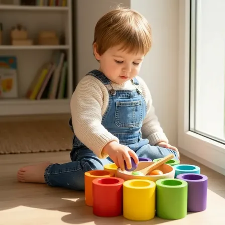 Brinquedo Educativo Madeira Bolas E Copos Verde-limão