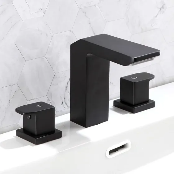 Pop Sanitaryware Grifo Lavabo Baño 2 Manija Color Negro Mate