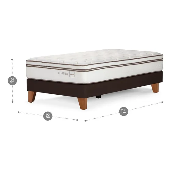 Cama Europea Rosen Classique 1 Plaza 90 X 200 Cm Color Blanco