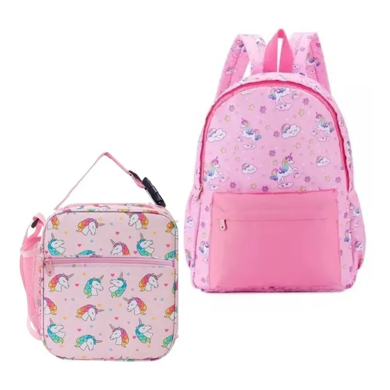 Combo Bolso Escolar Con Lonchera Para Niñas / Adolescentes