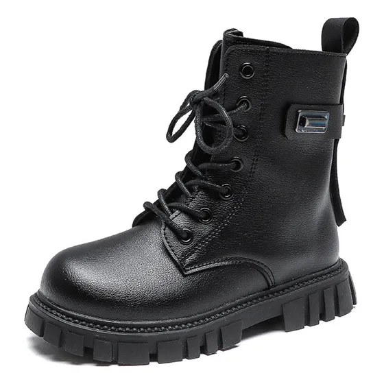 Botas Militares Infantiles De Terciopelo Para Mujer, Cortas
