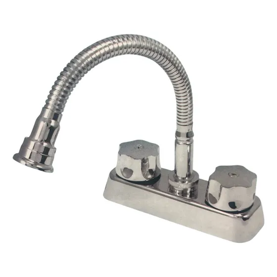 Grifo Llave Lavamanos Cuello Flexible Doble Manilla
