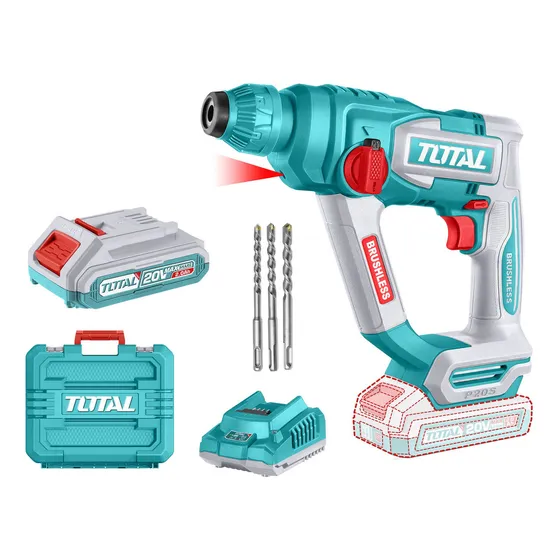 Rotomartillo 20v Total 1.8j Sin Carbones, Batería Y Cargador Color Turquesa Frecuencia 50 60hz